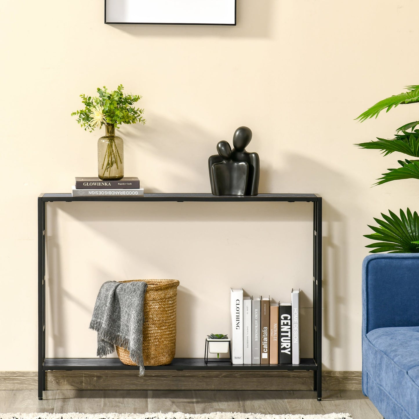 Industrial Console Table with Storage Shelf