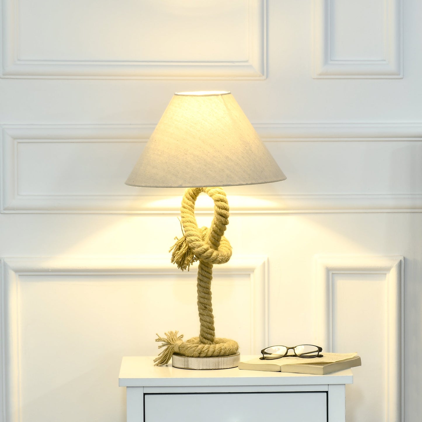 Nautical Style Table Lamp with Fabric Lampshade