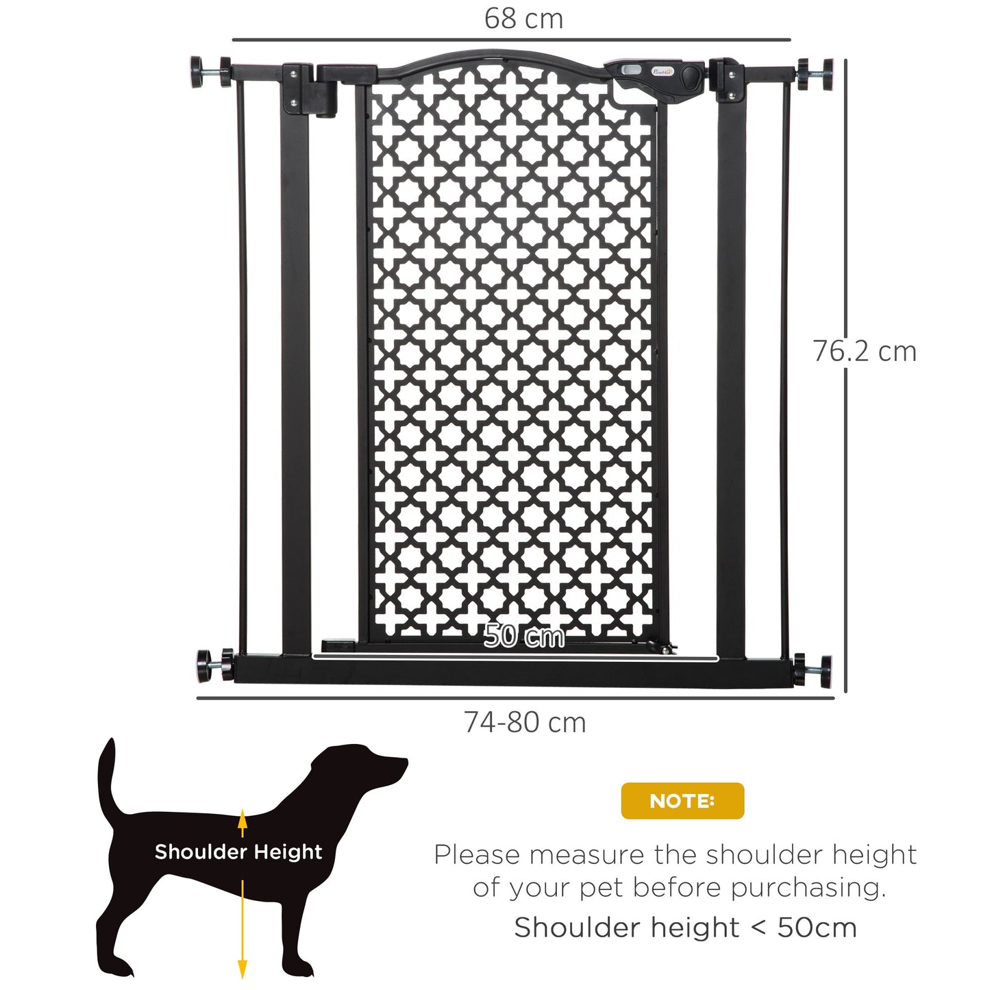 PawHut 74-80 cm Pressure Fit Safety Gate for Doorways and Staircases