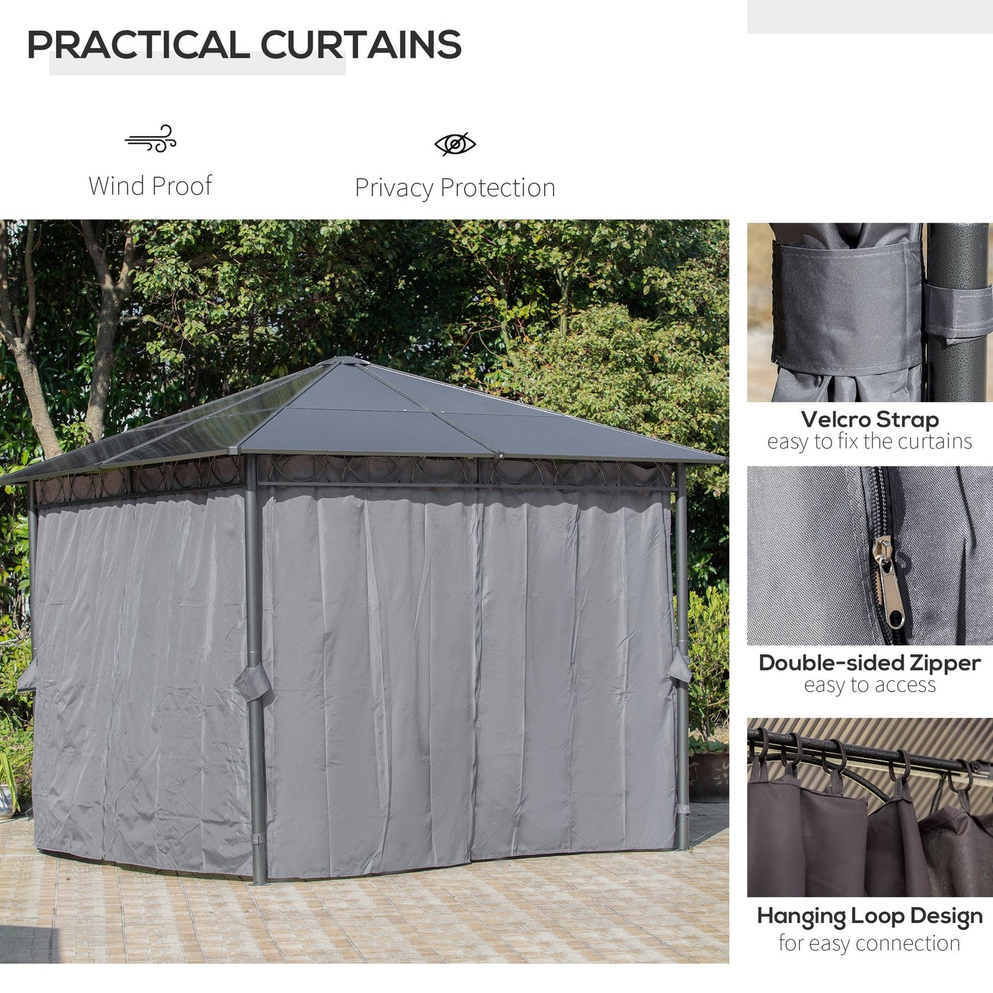 3 x 3M Hardtop Gazebo with UV Resistant Polycarbonate Roof