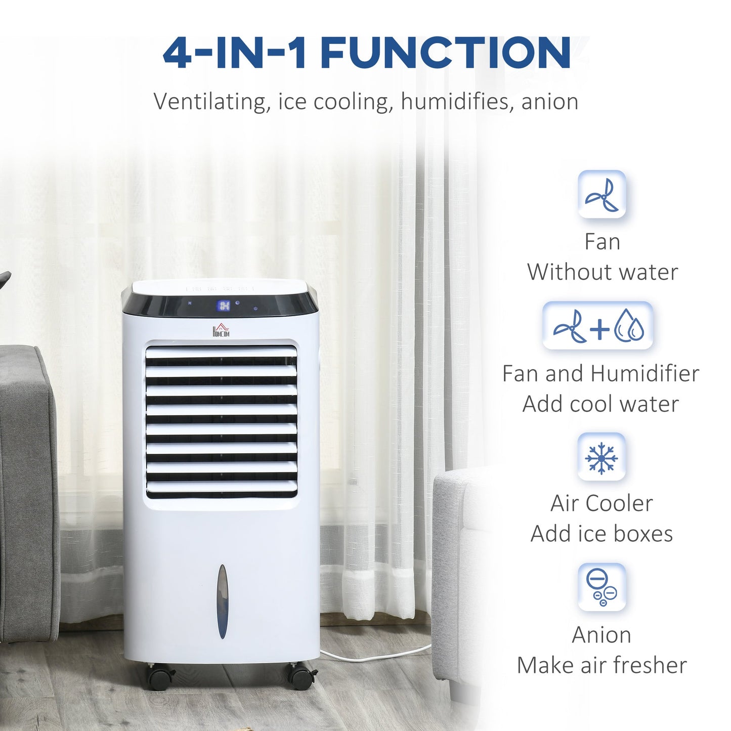 10L Multifunction Three Speed Air Cooler With Remote Control White