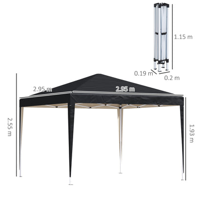 Outsunny 3 x 3 meter Garden Heavy Duty Pop Up Gazebo Marquee Party Tent Folding Wedding Canopy-Black