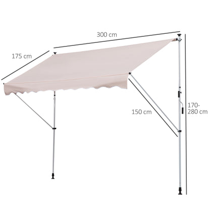 3x1.5m Adjustable Outdoor Aluminium Frame Awning Beige