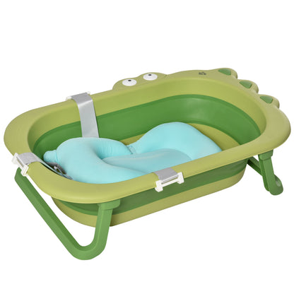 Ergonomic Baby Bath Tub for Toddler with Baby Cushion for 0-3 Years Green