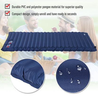 2 Person Camping Inflating Sleeping Mat Inflatable Mattress Ultralight Folding Bed Portable Air Bed for Outdoor Backpacking Hiking Travel - Blue