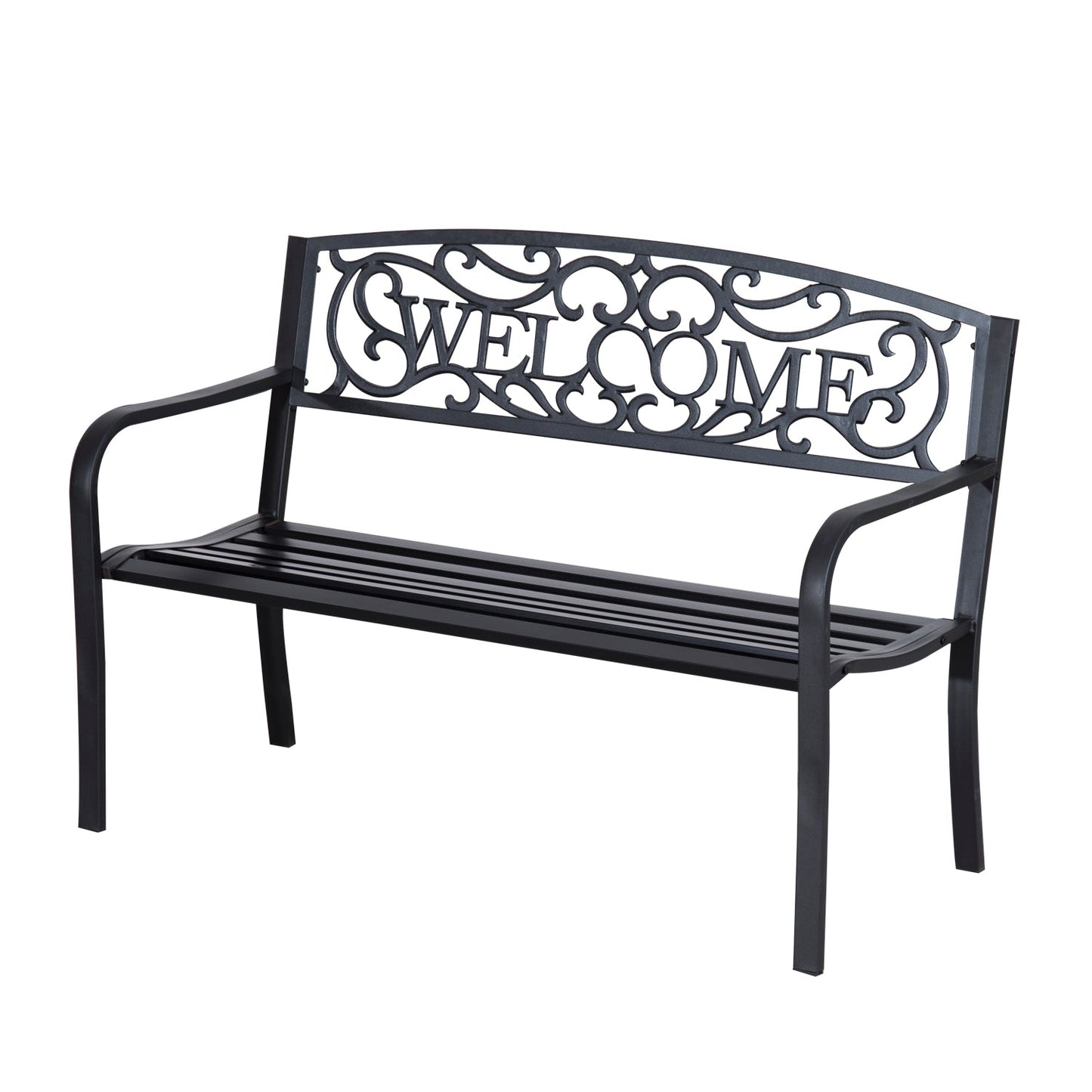 126Lx60Wx85H cm Steel Bench-Black