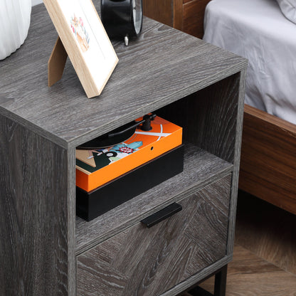 Bedside Table with Drawer and Shelf