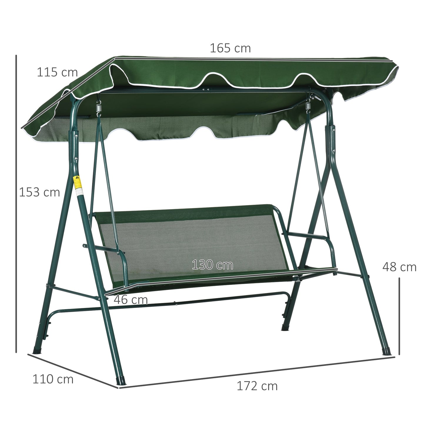 3 Seater Swing Chair with Adjustable Canopy