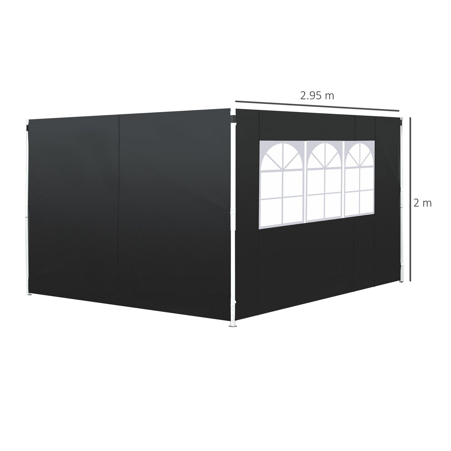 3 Meters Gazebo Replaceable Exchangeable Side Panel Wall Panels Walls With Window 3 colours Black