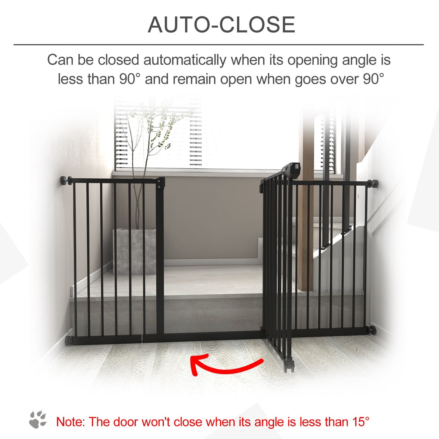 PawHut Pet Safety Gate Retractable Divider Home w/ 3 Extensions and Adjustable Screws