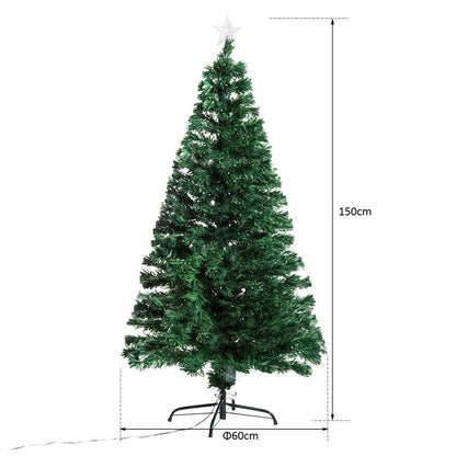 5FT Prelit Artificial Christmas Tree with Multi-Coloured Fibre Optic LED Light