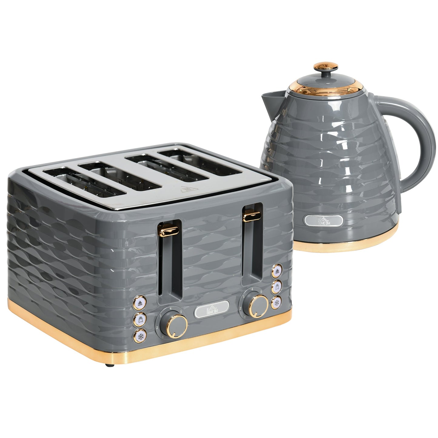 Kettle & Four Slice Toaster Set Grey