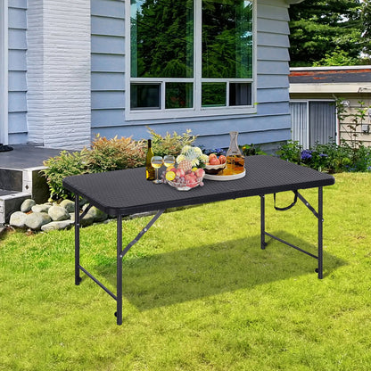 Steel Frame 4ft Portable Folding Picnic Table Black