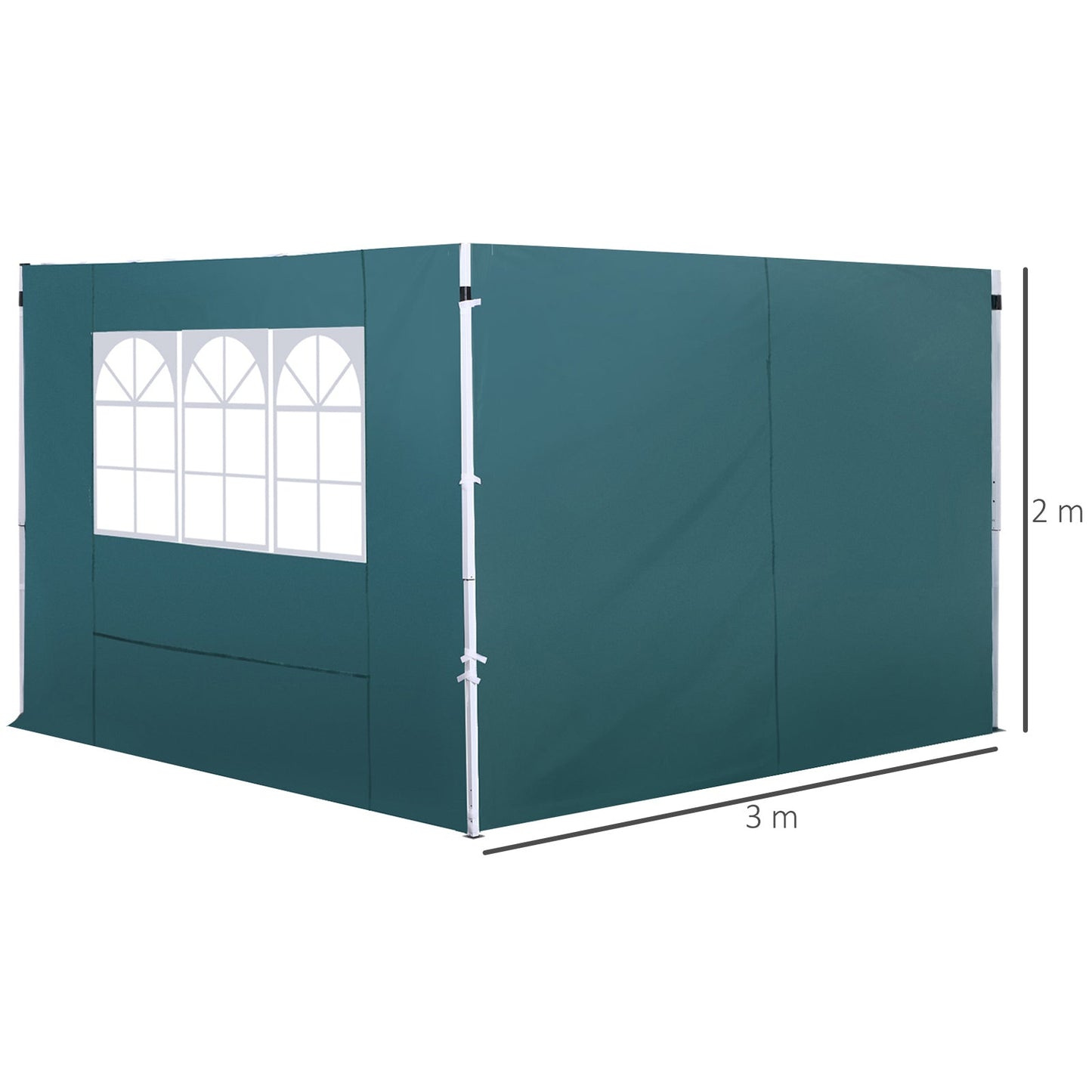 3 Meters Gazebo Replaceable Exchangeable Side Panel Wall Panels Walls With Window 3 colours Green