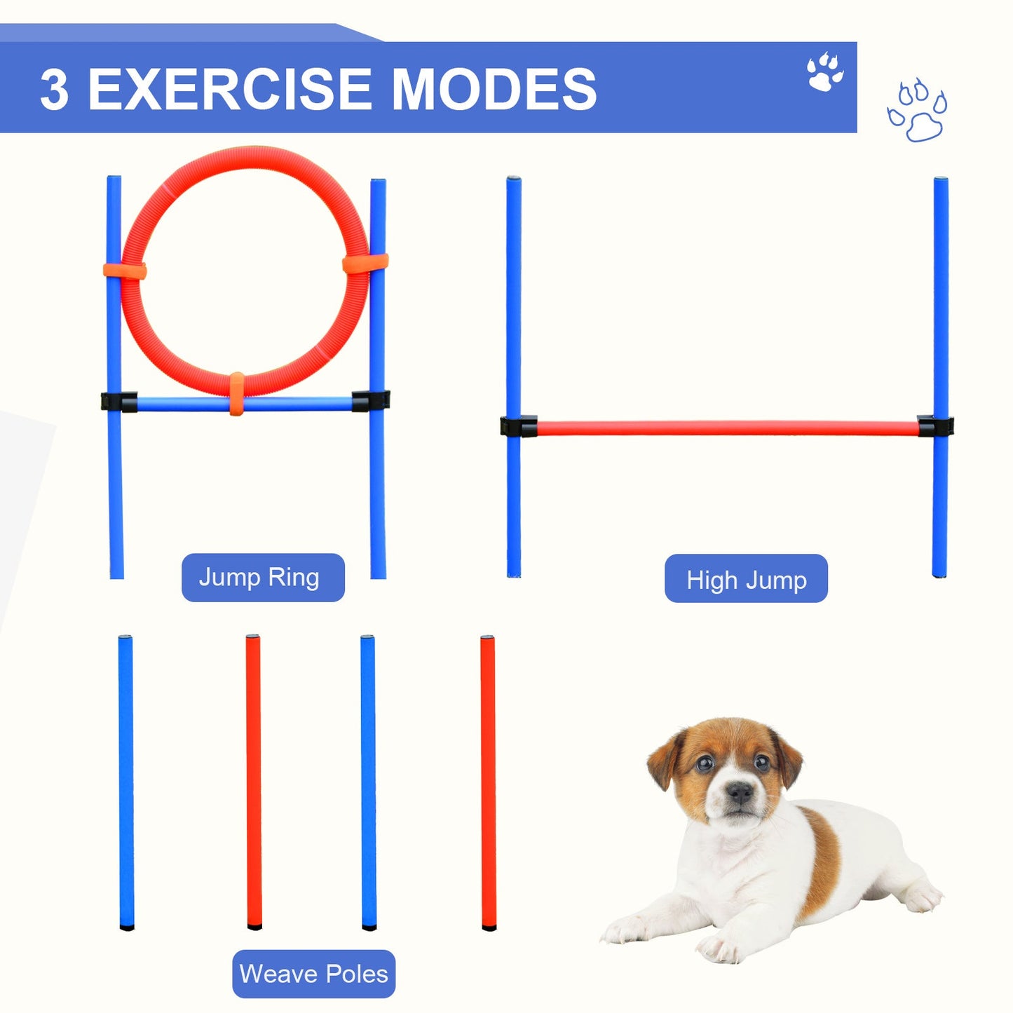 PawHut Pet Agility Training Puppy Training Adjustable Set