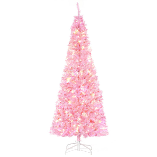 6ft Prelit Christmas Tree Artificial - Pink with LED Lights Warm White 618 Tips