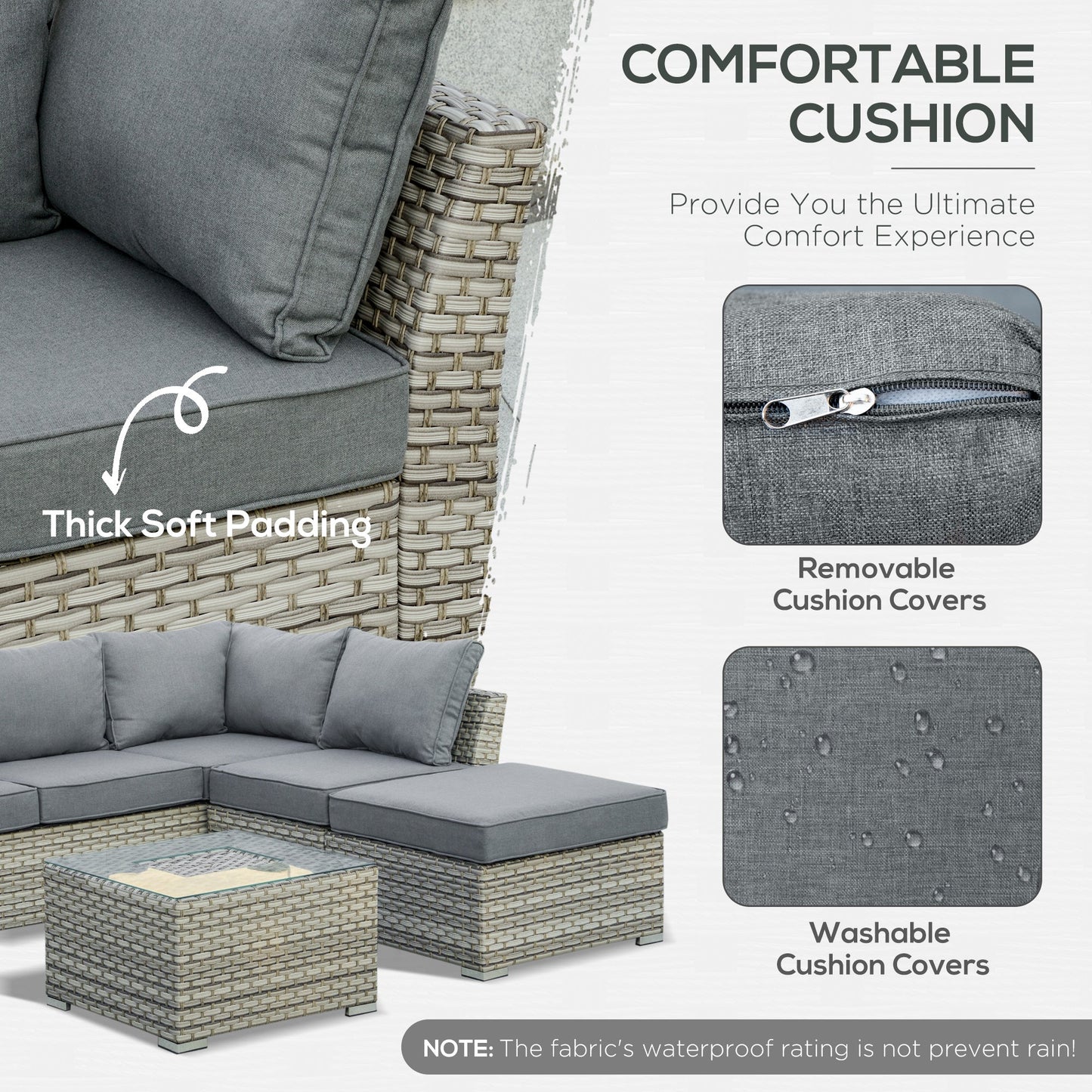 5 Seater Patio PE Rattan Corner Sofa Set