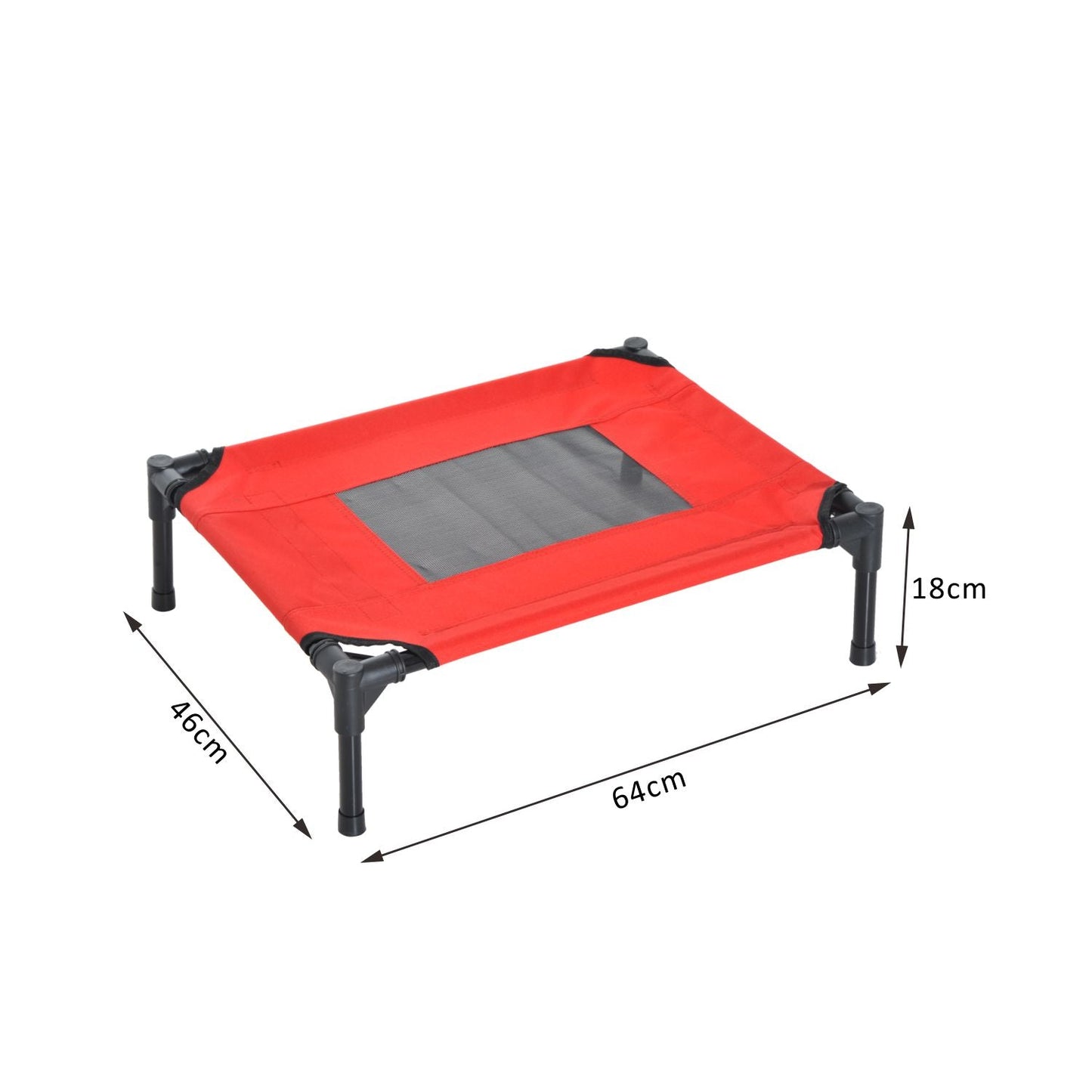 Pawhut Elevated Pet Bed Portable Camping Raised Dog Bed With Metal Frame Black Red (Small)