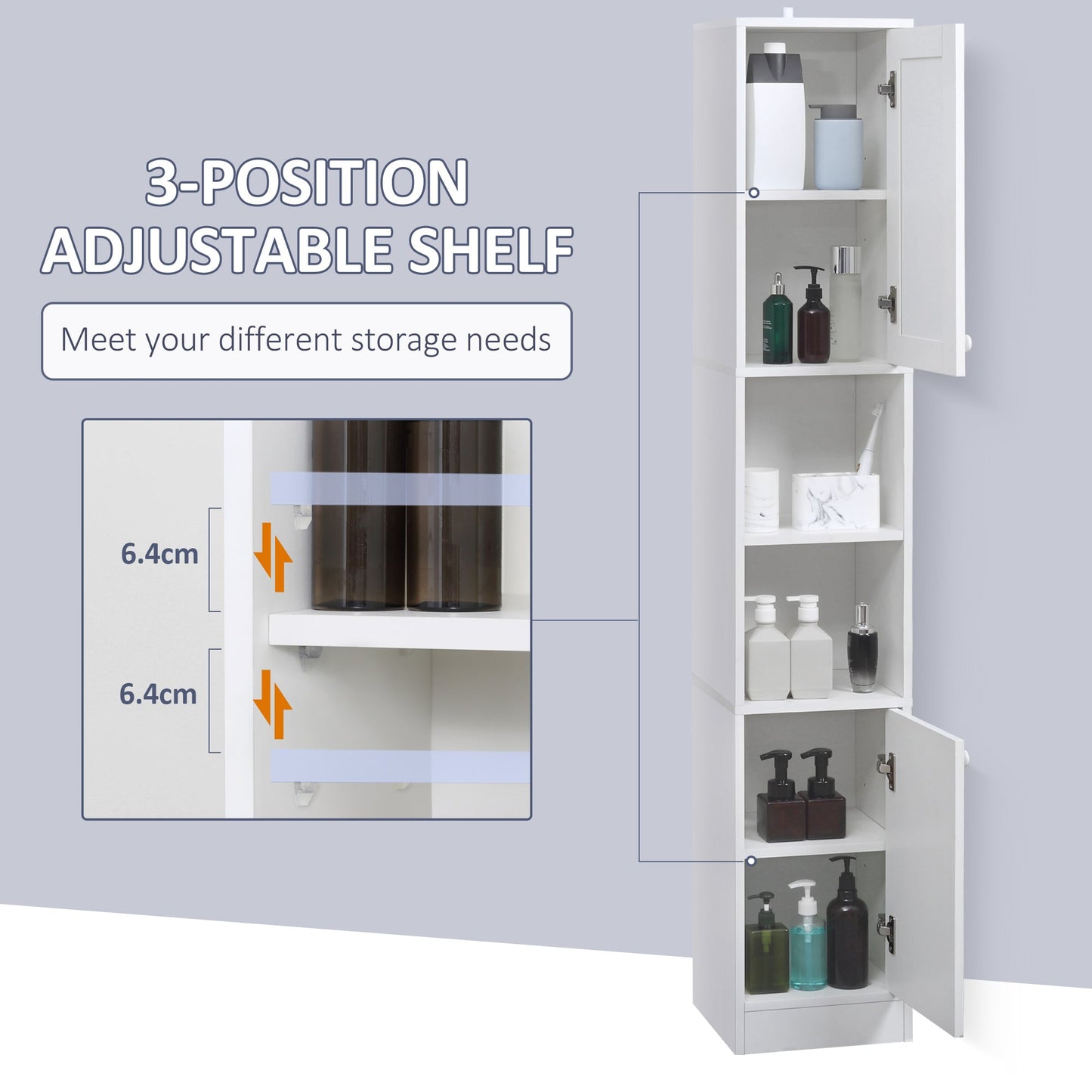 kleankin Tall Bathroom Storage Cabinet with Mirror