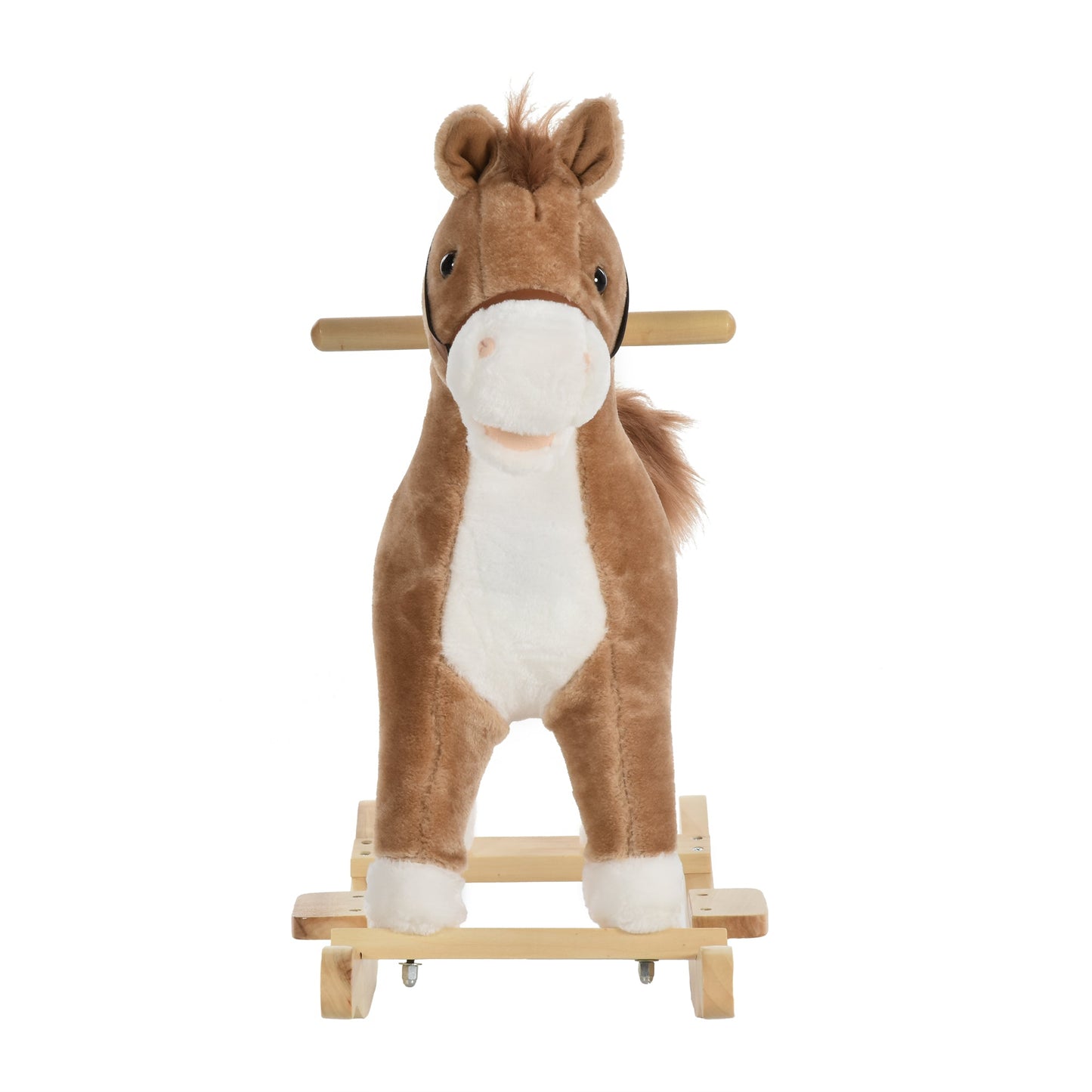 Homcom Kids Ride On Plush Rocking Horse With Sound Brown