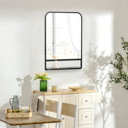 Modern Square Wall Mirror with Storage Shelf