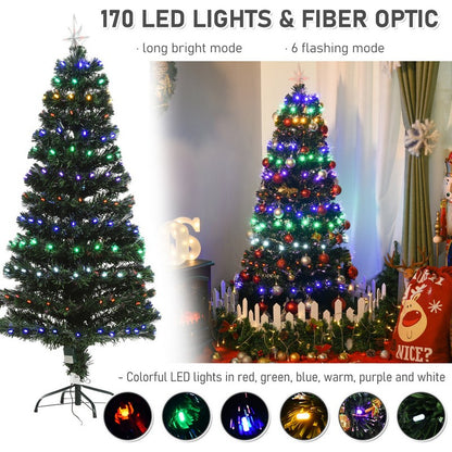 5FT Pre-Lit Fiber Optic Christmas Tree with Star Tree Topper