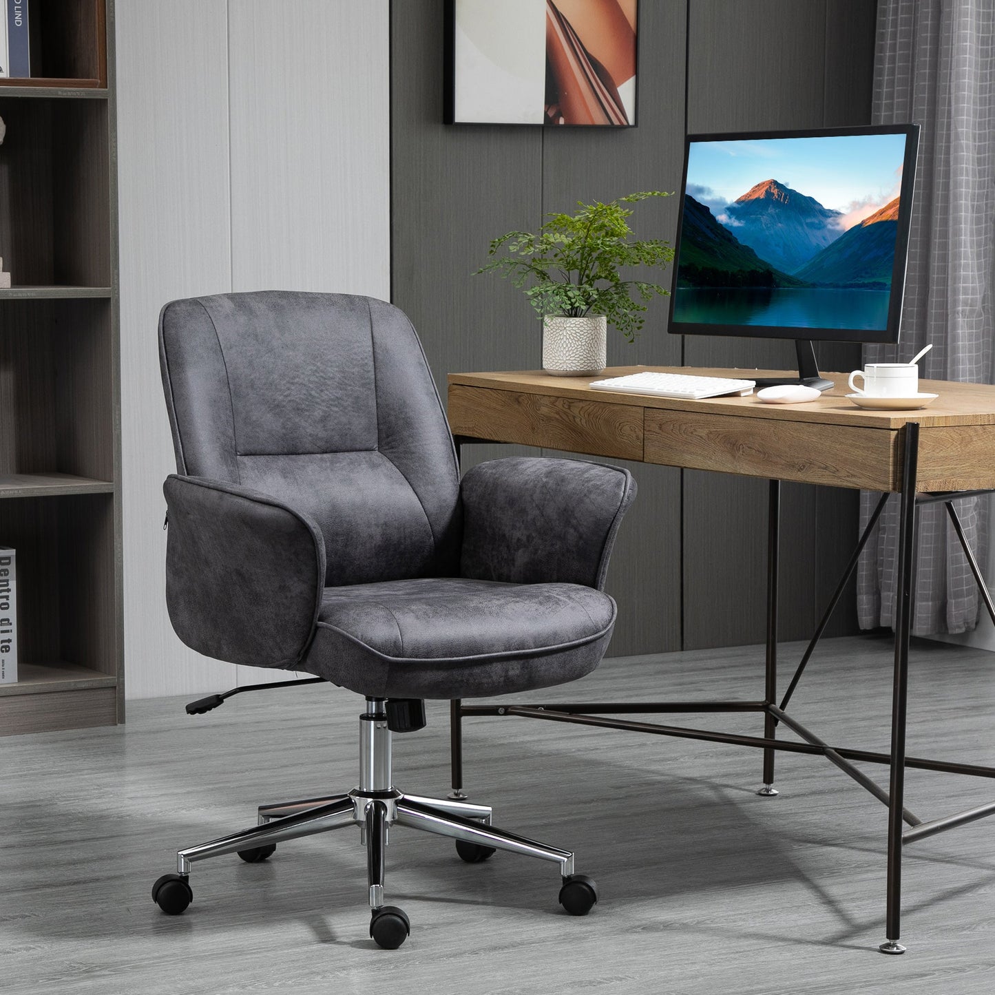 Vinsetto Faux Microfibre Leather Office Chair - Grey