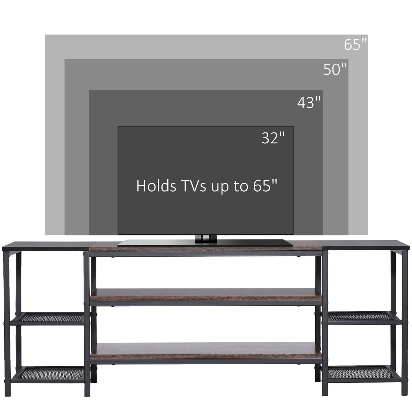 Industrial-Style Open Shelf TV Stand - Black