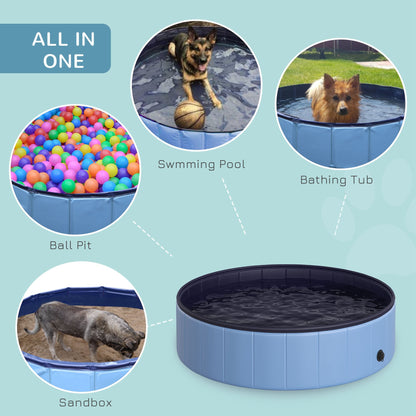 Pawhut Foldable Dog Paddling Pool Pet Cat Swimming Pool Indoor/Outdoor Collapsible Summer Bathing Tub Shower Tub Puppy Washer (?120  30H cm