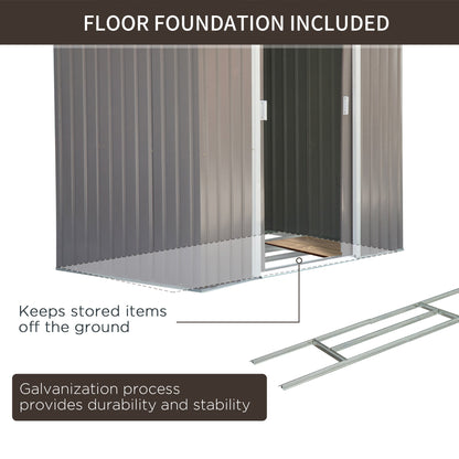 Galvanised 7 x 4' Double Door Apex Garden Shed Lockable With Ventilation Steel Grey by Steadfast