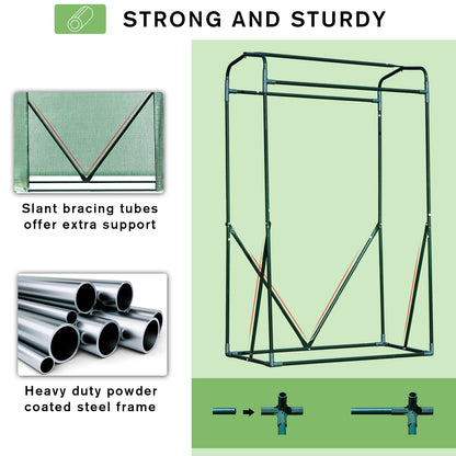 Outsunny Outdoor Pe Greenhouse Steel Frame Plant Cover With Zipper 100L X 50W X 150H cm - Green