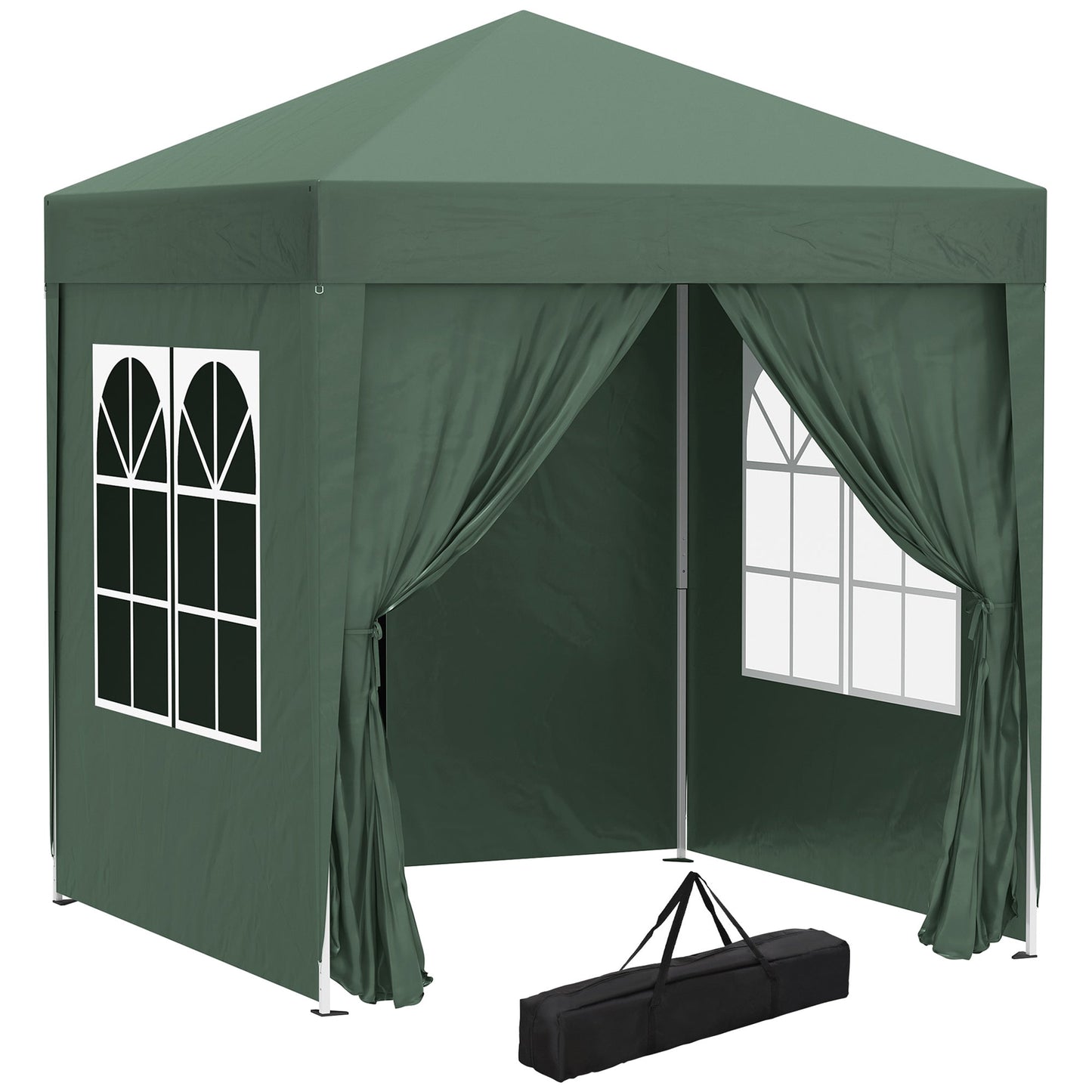 2m x 2m Garden Pop Up Gazebo Marquee Party Tent Wedding Awning Canopy New With free Carrying Case Green + Removable 2 Walls 2 Windows