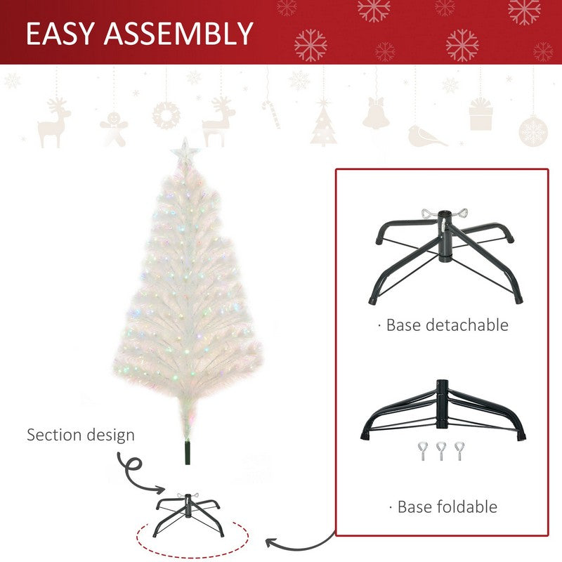 Homcom 4FT Prelit Artificial Christmas Tree with Fiber Optic LED Light