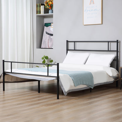 King Metal Bed Frame Solid Bedstead Base with Headboard and Footboard