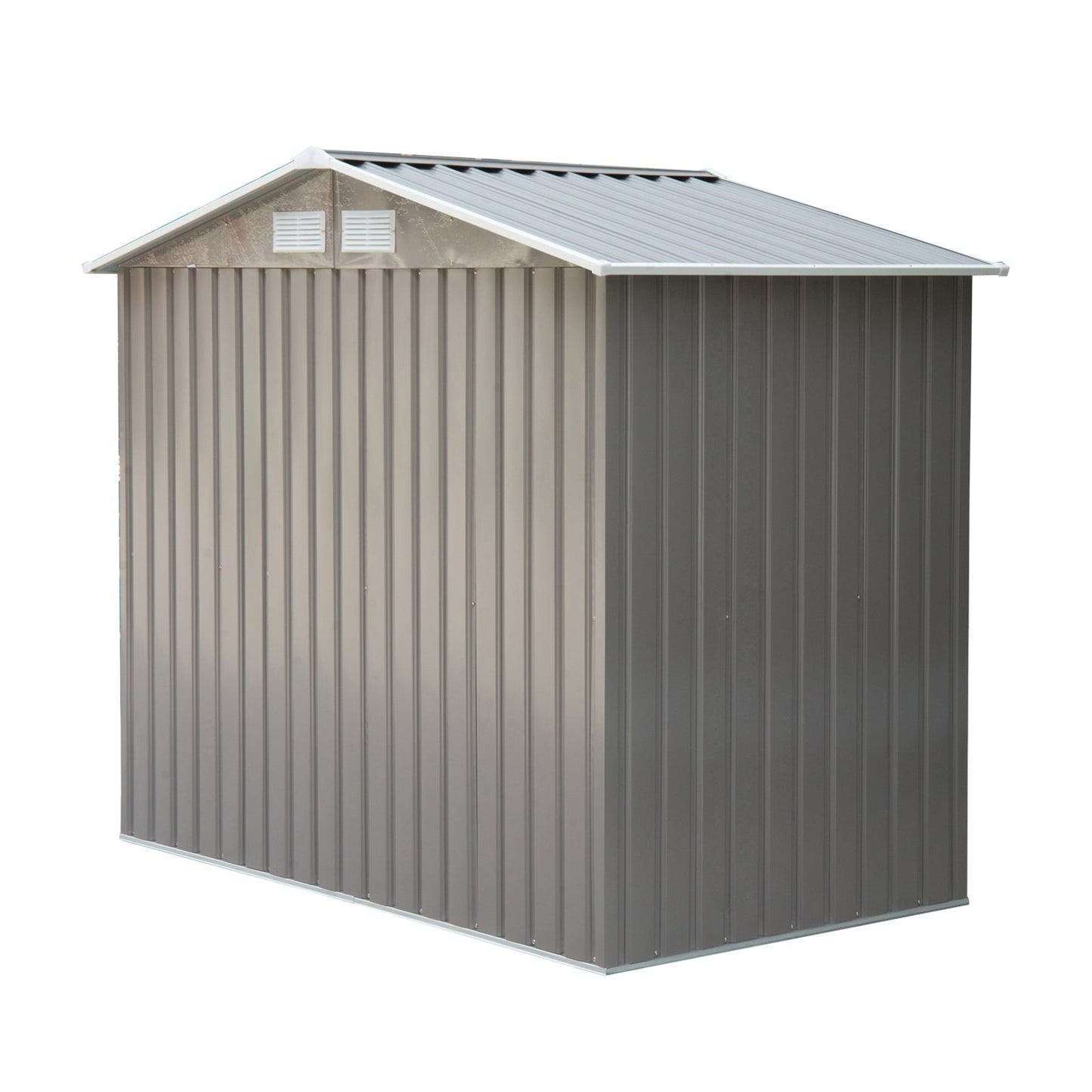 Galvanised 7 x 4' Double Door Apex Garden Shed Lockable With Ventilation Steel Grey by Steadfast