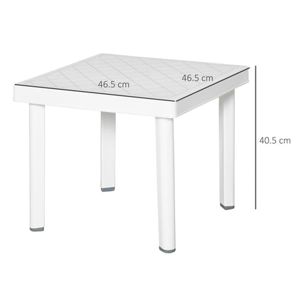 Small Square Plastic Outdoor Table - White