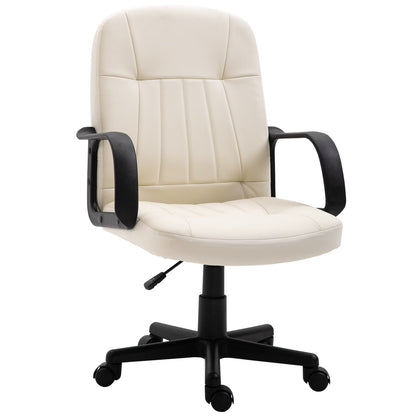 PU Leather Swivel Home Office Chair Cream