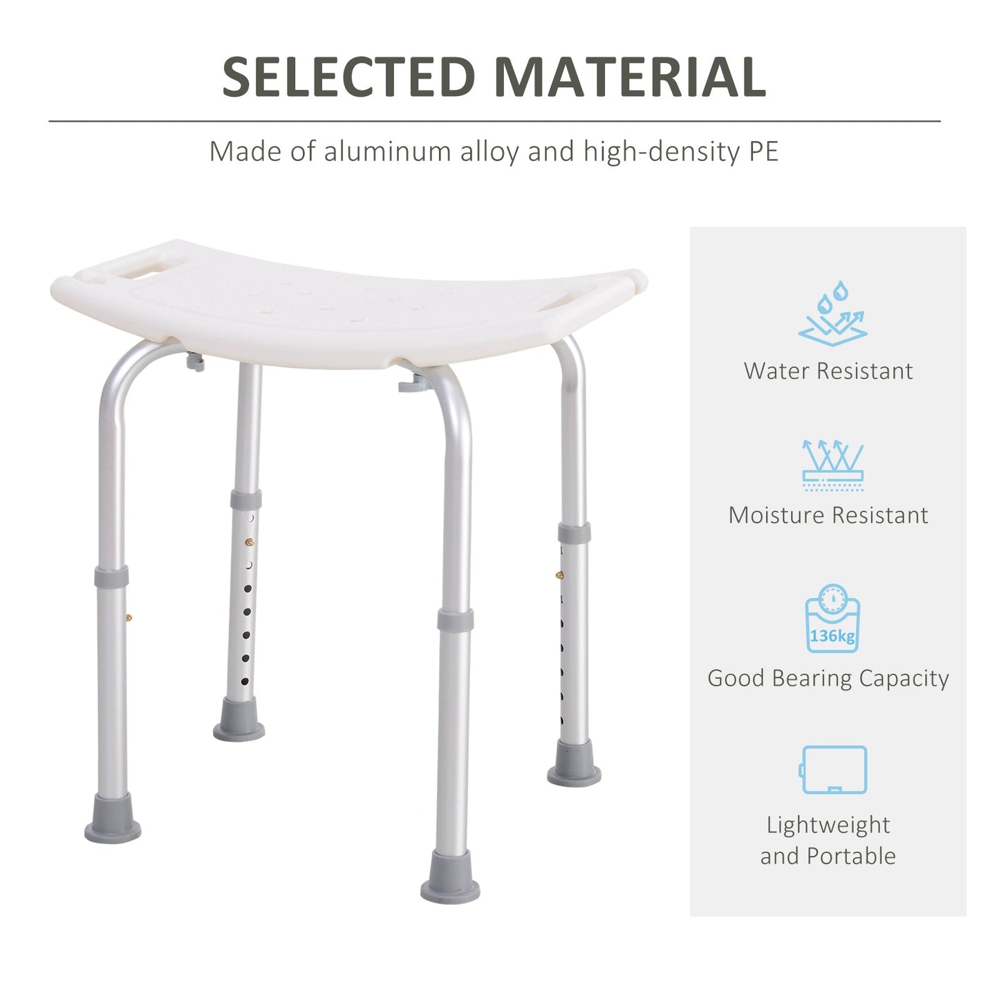 Portable Non-Slip Bathroom Stool – White