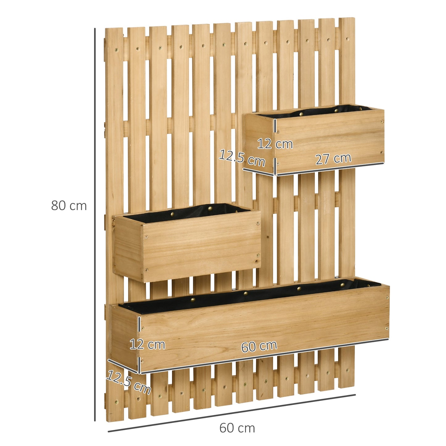 Wall-mounted Wooden Garden Planters with Trellis