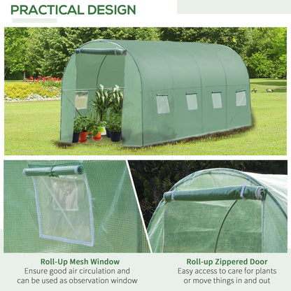 4x2 m Polytunnel Walk-in Greenhouse with Zip Door and Windows