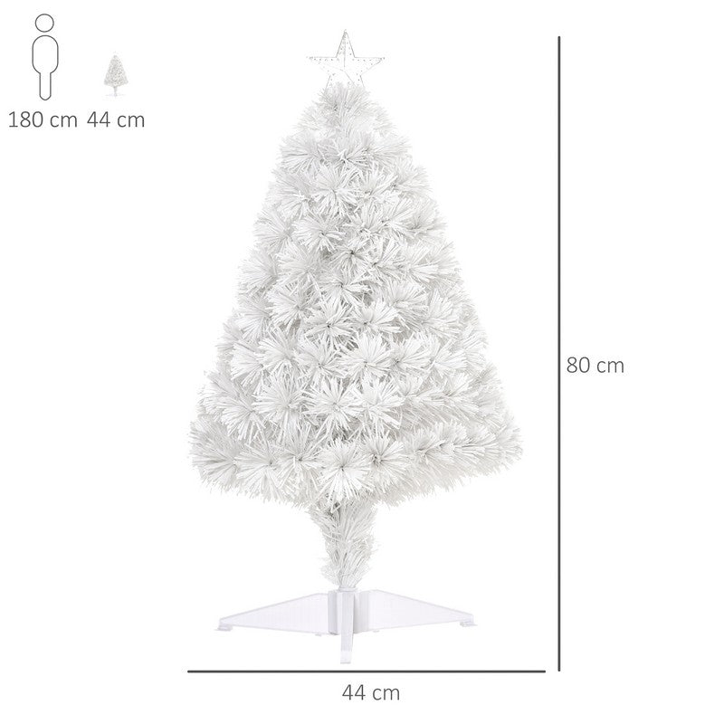 2.5FT Prelit Artificial Tabletop Christmas Tree with Fibre Optics Holiday Home Xmas Decoration for Table and Desk