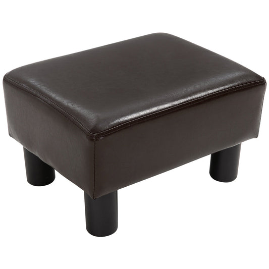 PU Leather Footstool Foot Rest Small Seat Foot Rest Chair Dark Brown Home Office with Legs 40 x 30 x 24cm