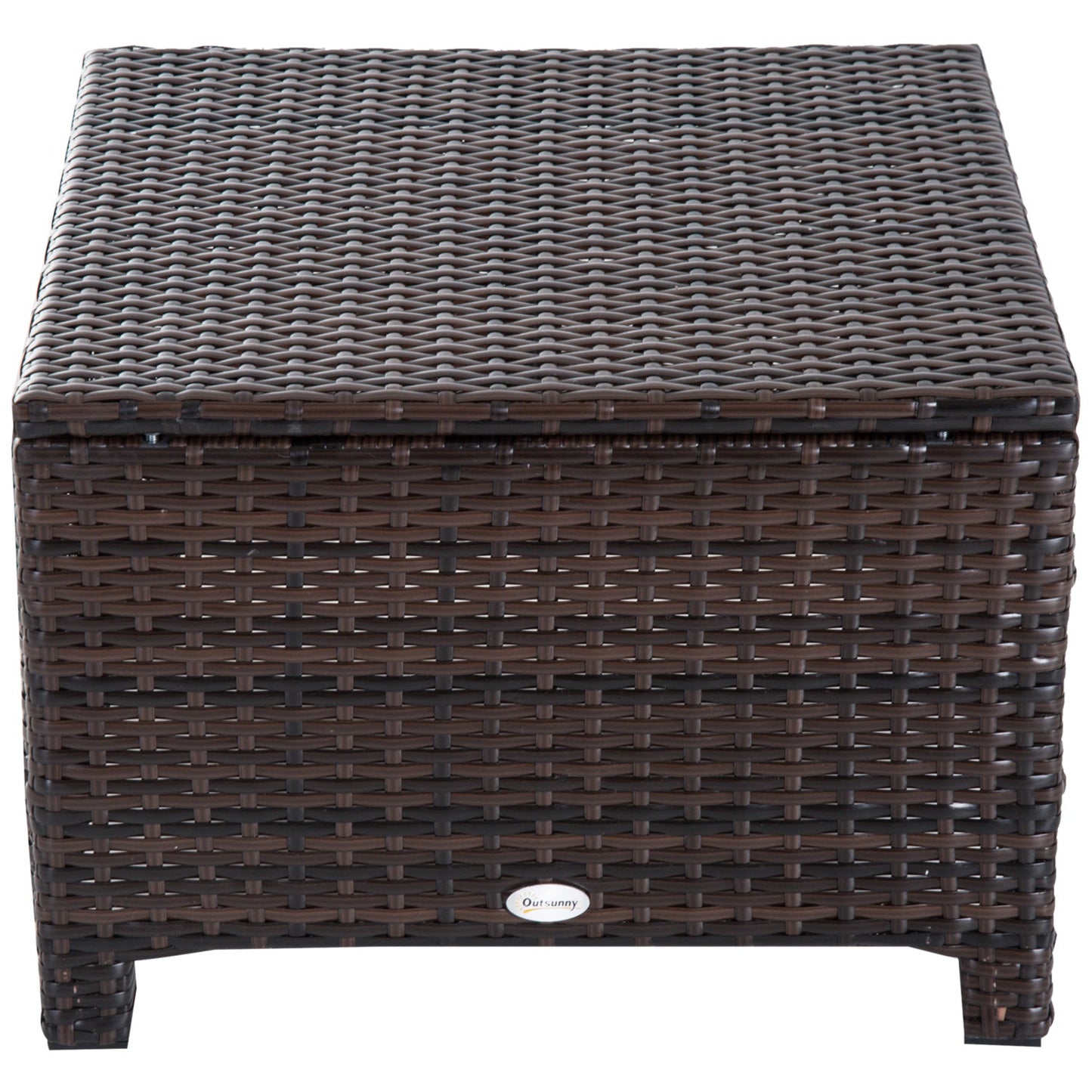 Rattan Footstool Wicker Ottoman with Padded Seat Cushion Outdoor Patio Furniture for Backyard Garden Poolside Living Room 50 x 50 x 35 cm Brown