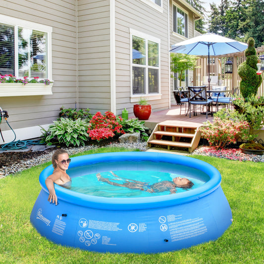 Inflatable Swimming Pool Family-Sized Blow Up Pool Round Paddling Pool with Hand Pump for Kids