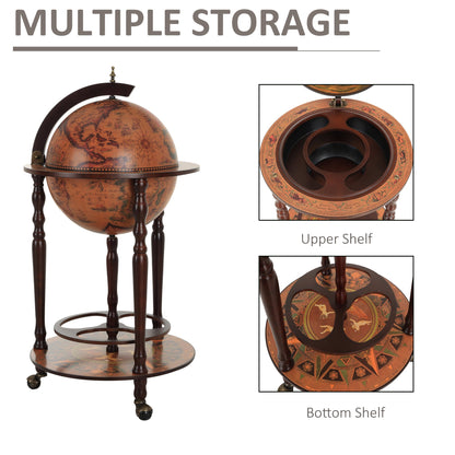 Medium-density fibreboard Retro Globe Shaped Wine Bottle Storage Cabinet Brown