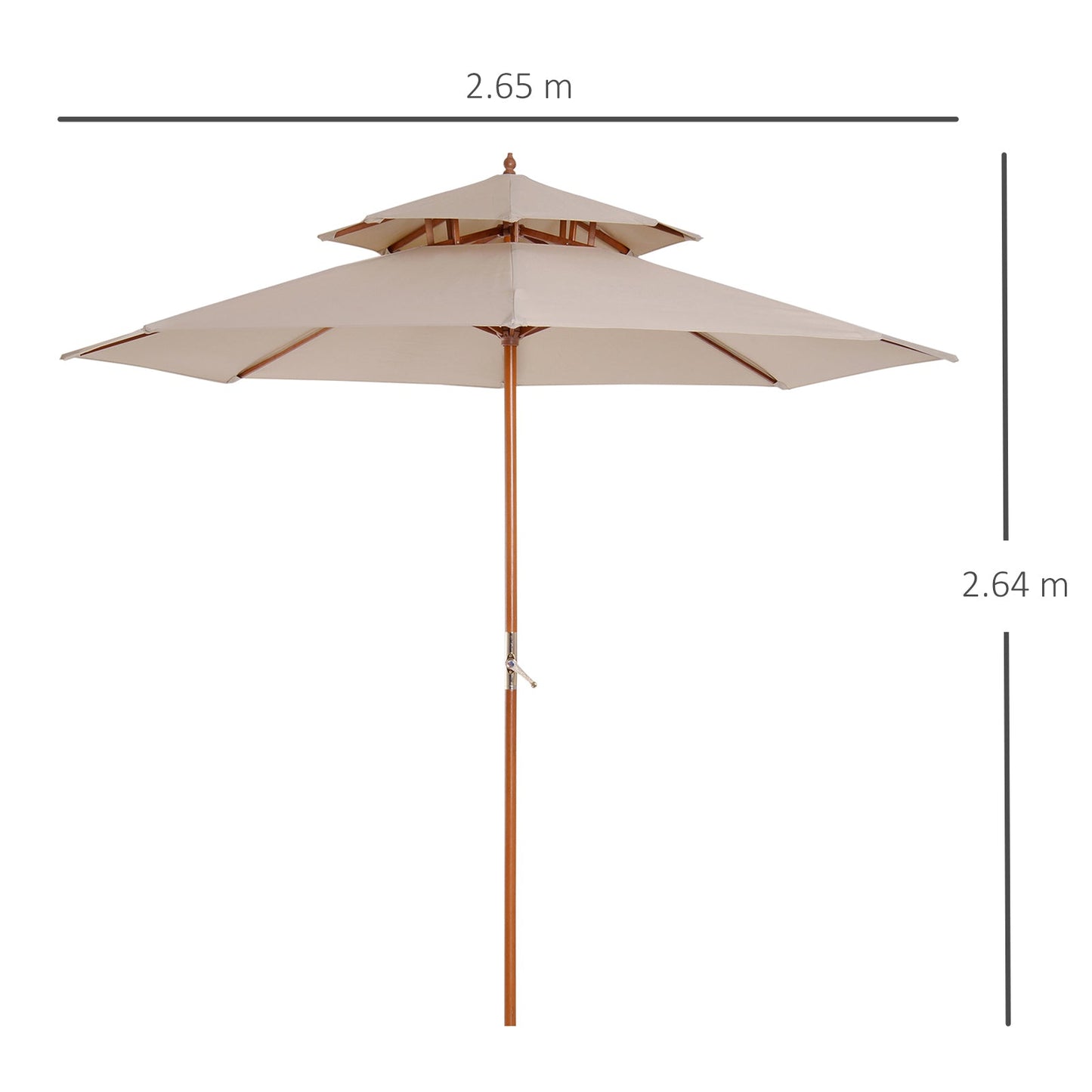 Outsunny 2.7m Patio Double Tier Umbrella Parasol-Beige