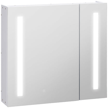 kleankin Illuminated Bathroom Mirror Cabinet 650 x 700Hmm LED Bathroom Mirror with Lights Touch Switch