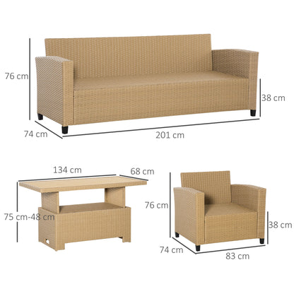 4-Piece Outdoor PE Rattan Sofa Set