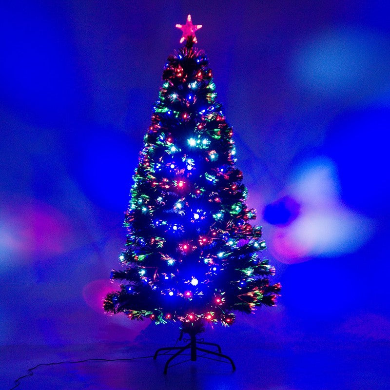 5FT Prelit Artificial Christmas Tree with Multi-Coloured Fibre Optic LED Light