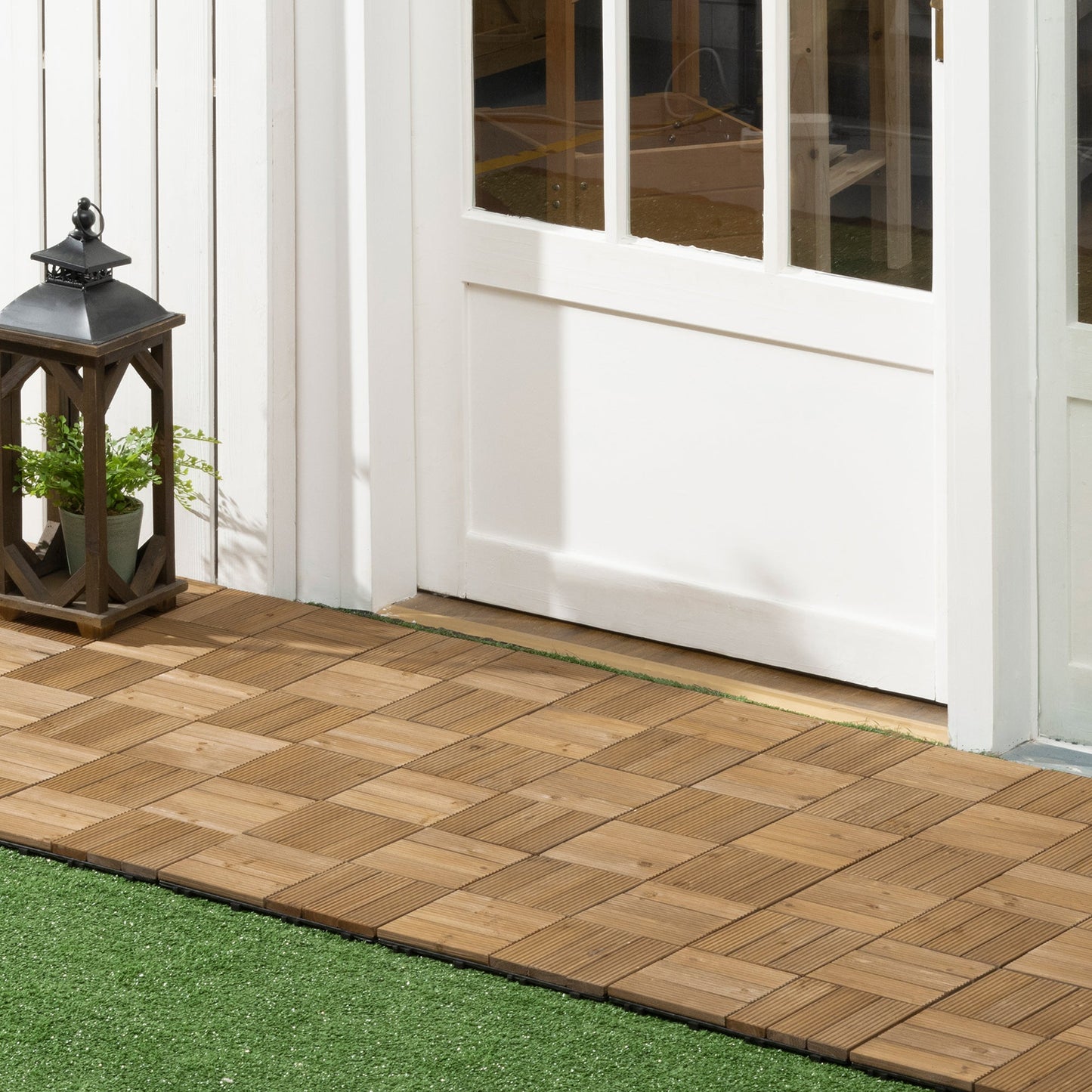 27-Piece Wooden Interlocking Decking Tiles